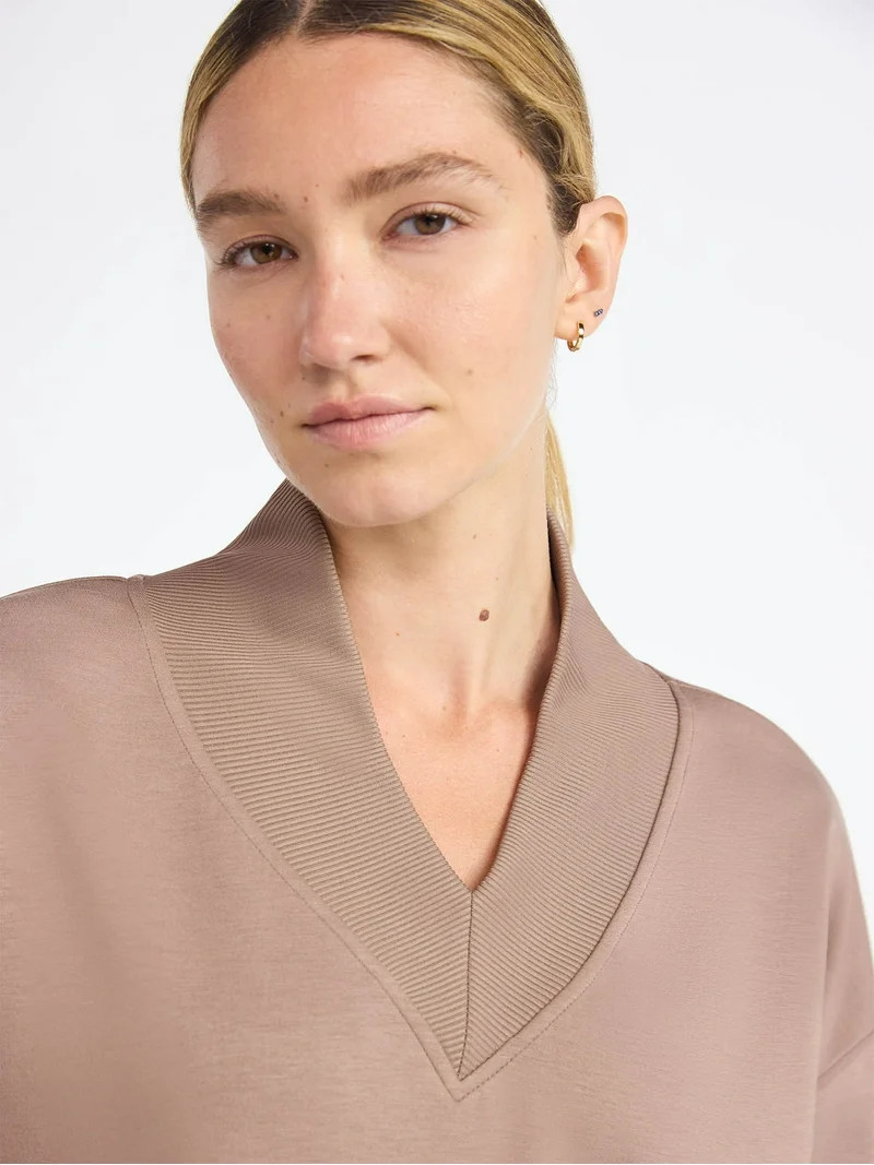 Scoop Women's and Women's Plus New Scubaknit V Neck Sweatshirt, Sizes XS-4X - Walmart.com | Walmart (US)