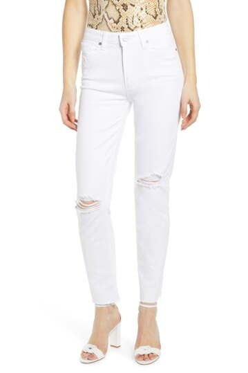 Hoxton High Waist Ripped Raw Hem Ankle Skinny Jeans | Nordstrom Rack
