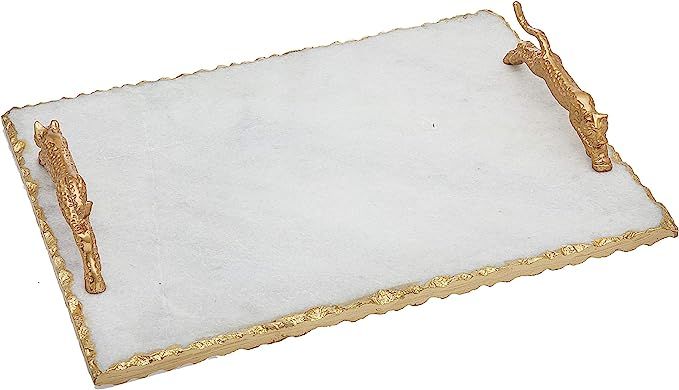 Godinger White Marble Serving Tray, Charcuterie Platter Cheese Board with Leopard Handle | Amazon (US)