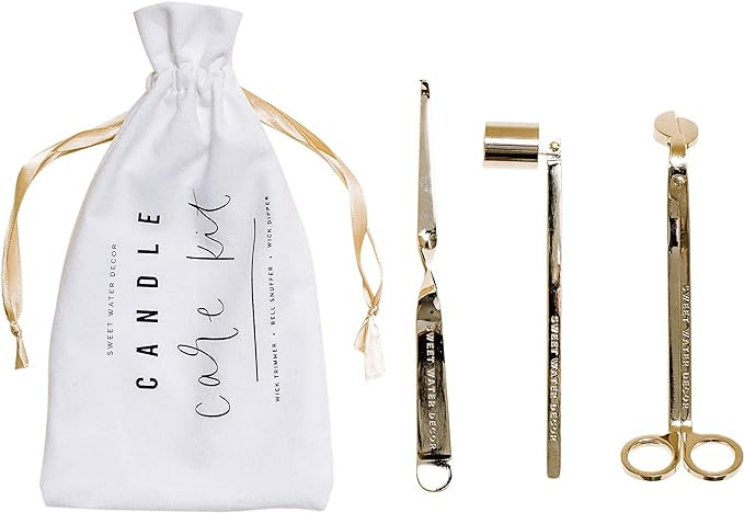 Sweet Water Decor Candle Care Kit | Golden Candle Accessory Set Includes Wick Trimmer, Wick Dippe... | Amazon (US)