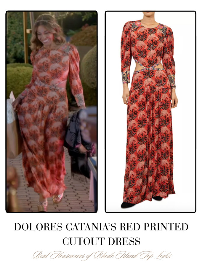 Dolores Catania's Red Printed Cutout Dress 

 