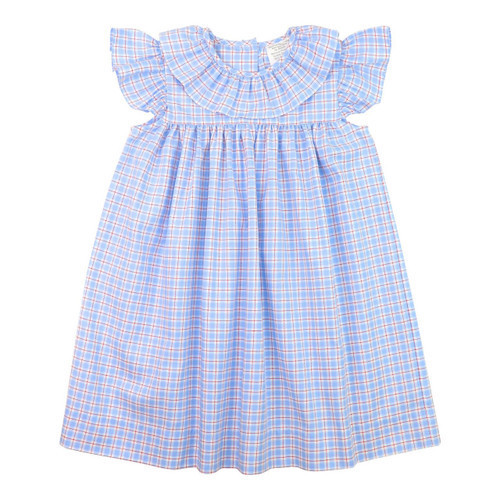 Blue And Red Plaid Ruffle Dress | Cecil and Lou