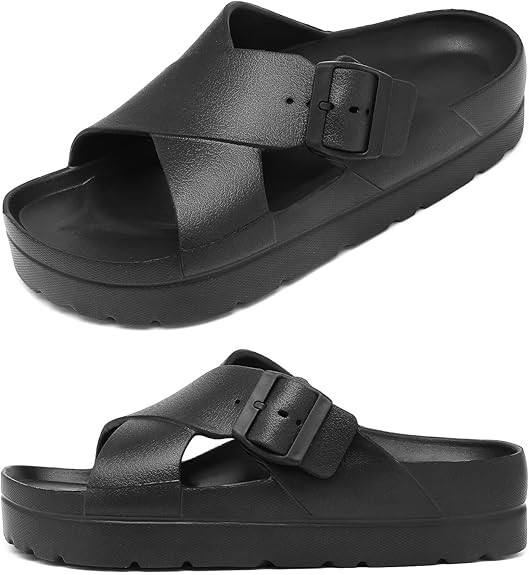 Womens Platform Sandals with Arch Support, Adjustable Buckle Beach Sandal Woman Comfort Lightweig... | Amazon (US)