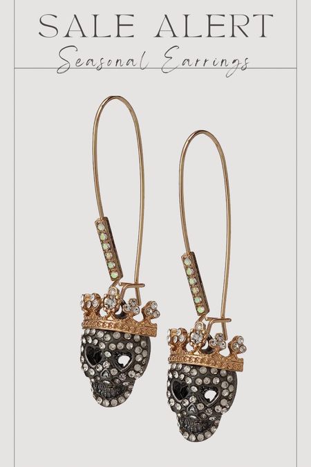 Cute crystal seasonal skull earrings, perfect for Halloween! 

#LTKsalealert #LTKSale #LTKSeasonal