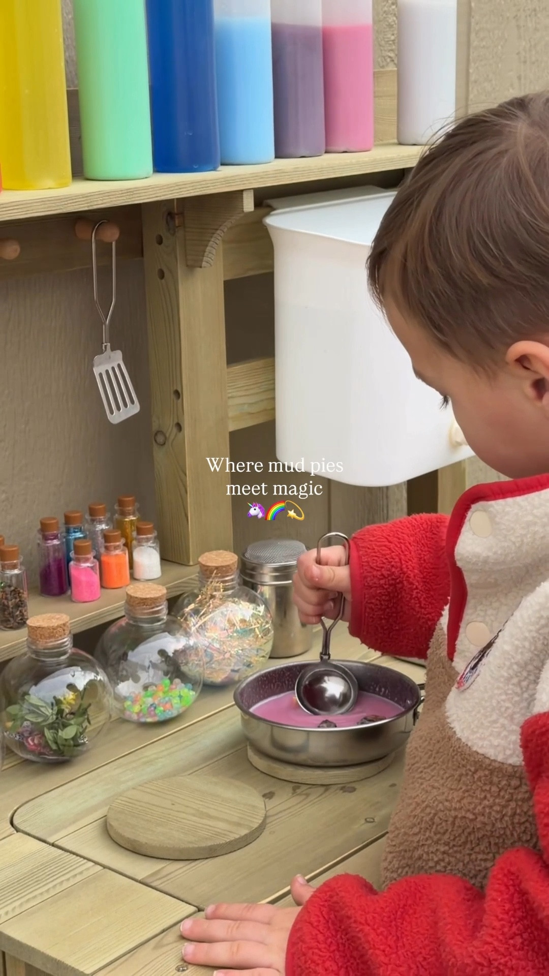 Officially being served “sparkle soup” and “rainbow tea” on repeat 😌

Growing up, we used to make potions with whatever we could find in the backyard! Living vicariously through my kids by giving them a whole potion making station  ✨

colored water, glitter, tiny add-ins, backyard treasures…

That’s all you need for hours of play!

#craftymom #outdoorplay 

#LTKmomlife #LTKKids #LTKBaby