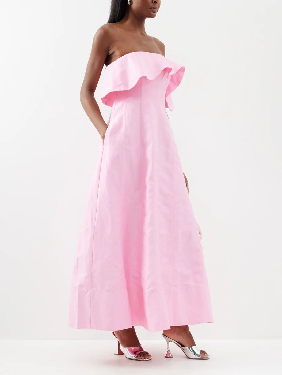 Shallows ruffled bandeau linen-blend gown | Aje | Matches (US)