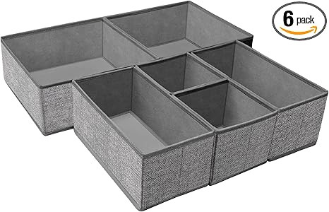 Criusia Underwear Drawer Organizer, 6 Set Foldable Underwear Drawer Organizer and Closet Dividers... | Amazon (US)