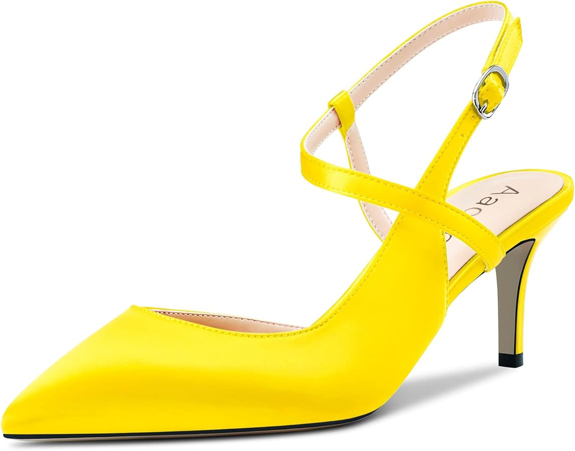 Aachcol Women Pumps Pointed Toe Ankle Strap Slingback Stiletto Kitten Low Heel Dress Shoes Sandal... | Amazon (US)