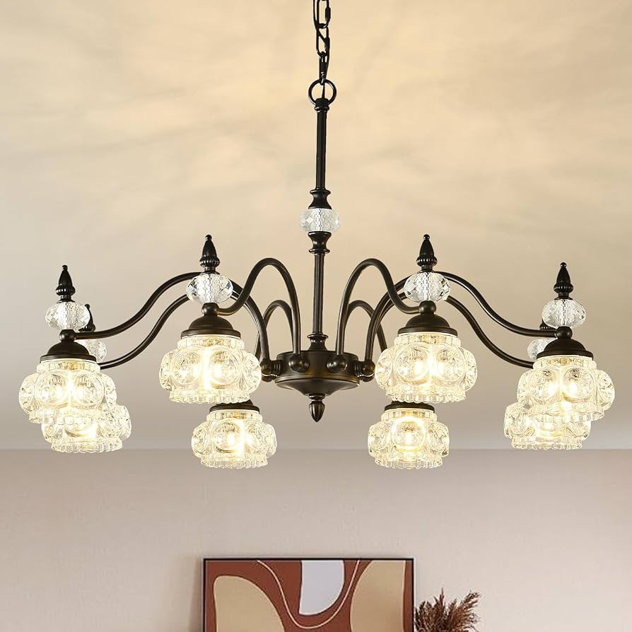 Vintage Black Crystal Chandelier for Dining Room 30-Inch, 8-Light Antique Victorian Chandelier Mo... | Amazon (US)