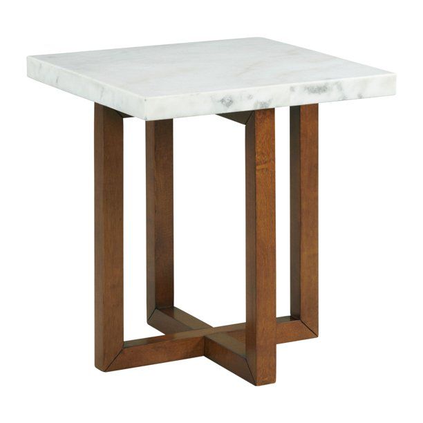 Picket House Furnishings Meyers Marble Square End Table in White | Walmart (US)