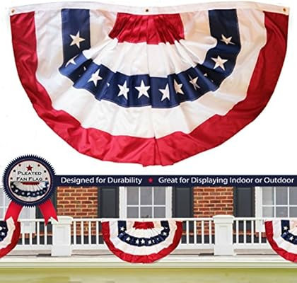 G128 - USA Pleated Fan Flag, 3x6 Feet American USA Bunting Decoration Flags Embroidered Patriotic... | Amazon (US)