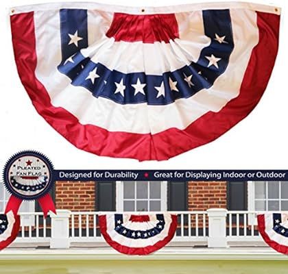 G128 - USA Pleated Fan Flag, 3x6 Feet American USA Bunting Decoration Flags Embroidered Patriotic... | Amazon (US)