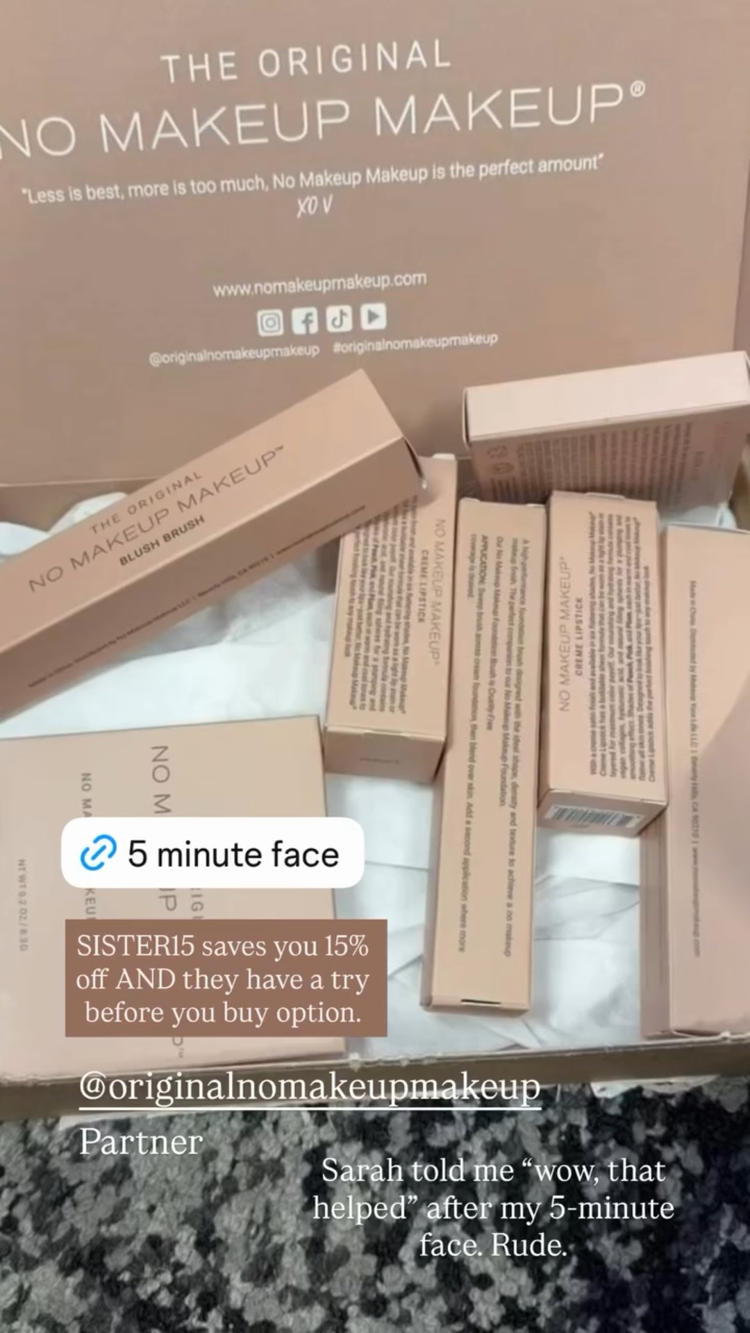 @originalnomakeupmakeup  Partner Sarah told me “wow, that helped” after my 5-minute face. Rude.  SISTER15 saves you 15% off AND they have a try before you buy option.

#LTKBeauty #LTKgrwm