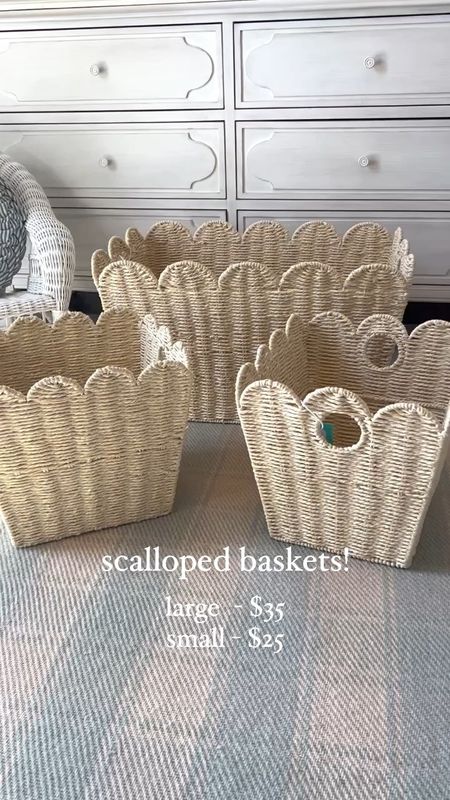 Scalloped wicker baskets for nursery, kids room, closet for organization! 

#scallopedbaskets #wicker #wickerbaskets #grandmillennial #target #targetfinds #nursery #toystorage #kidsroom #family 

#LTKKids #LTKBaby #LTKBump