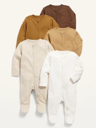 Unisex 2-Way-Zip Sleep &#x26; Play Footed One-Piece 5-Pack for Baby | Old Navy (US)