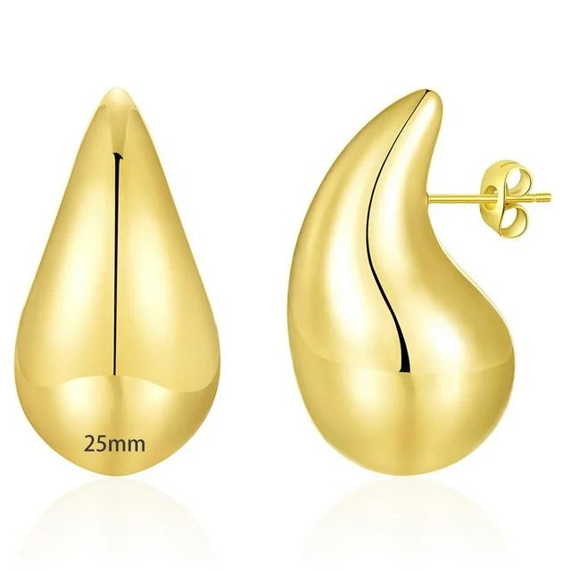 Apsvo Chunky Gold Hoop Earrings for Women, Dupes Bottega Stud Earrings Lightweight Waterdrop Tear... | Walmart (US)