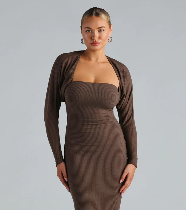 She's The Main Rib Knit Slouchy Bolero | Windsor Stores