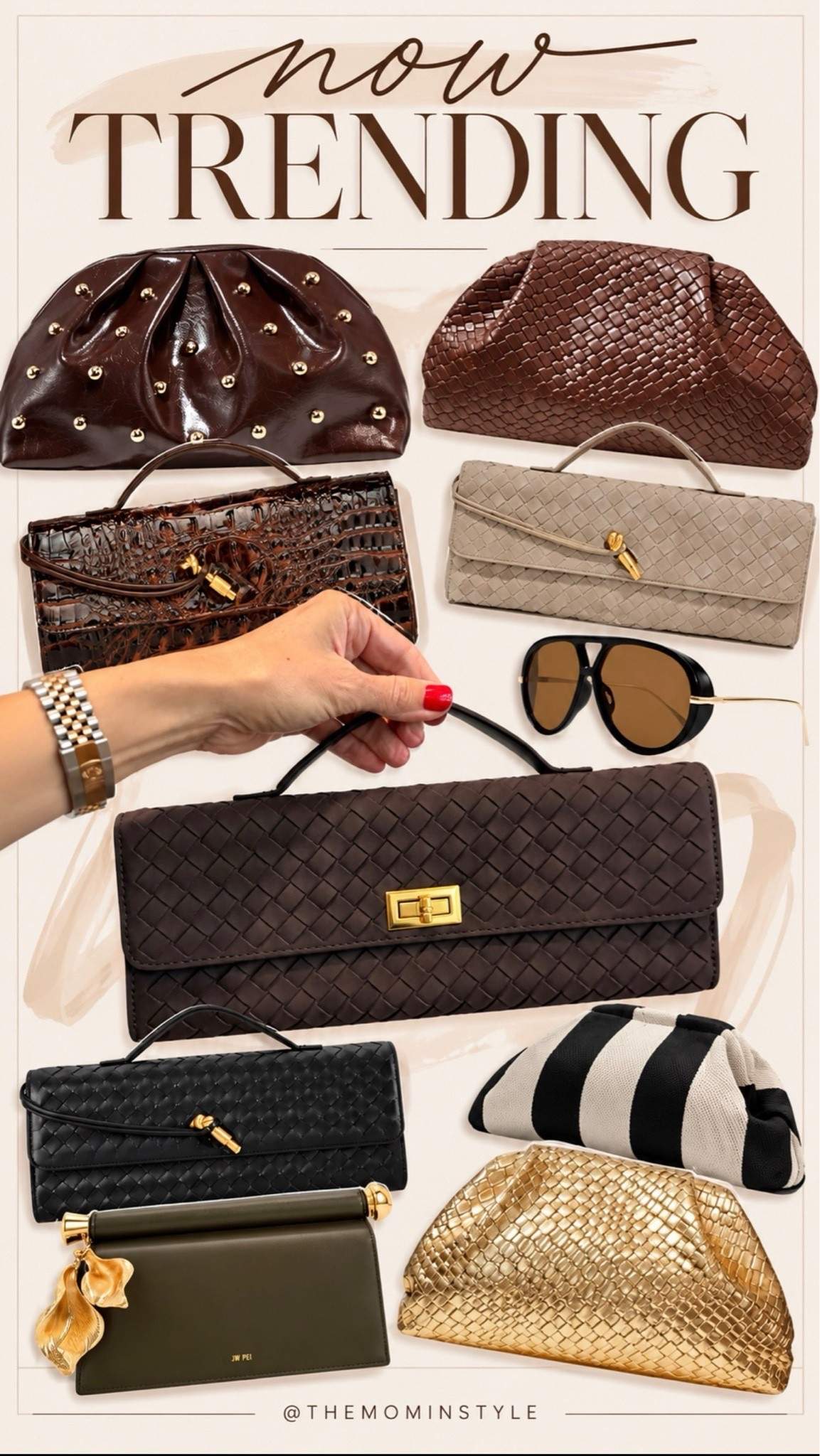 These bag styles are EVERYWHERE right now! 🤎 I’m loving all the woven textures, rich browns, and gold details for fall. So many good affordable finds!

fall handbags, trending bags, woven handbags, brown purses, designer inspired bags, affordable handbags, fall accessories, chocolate brown bag, statement bags, women over 40 fashion, themominstyle
