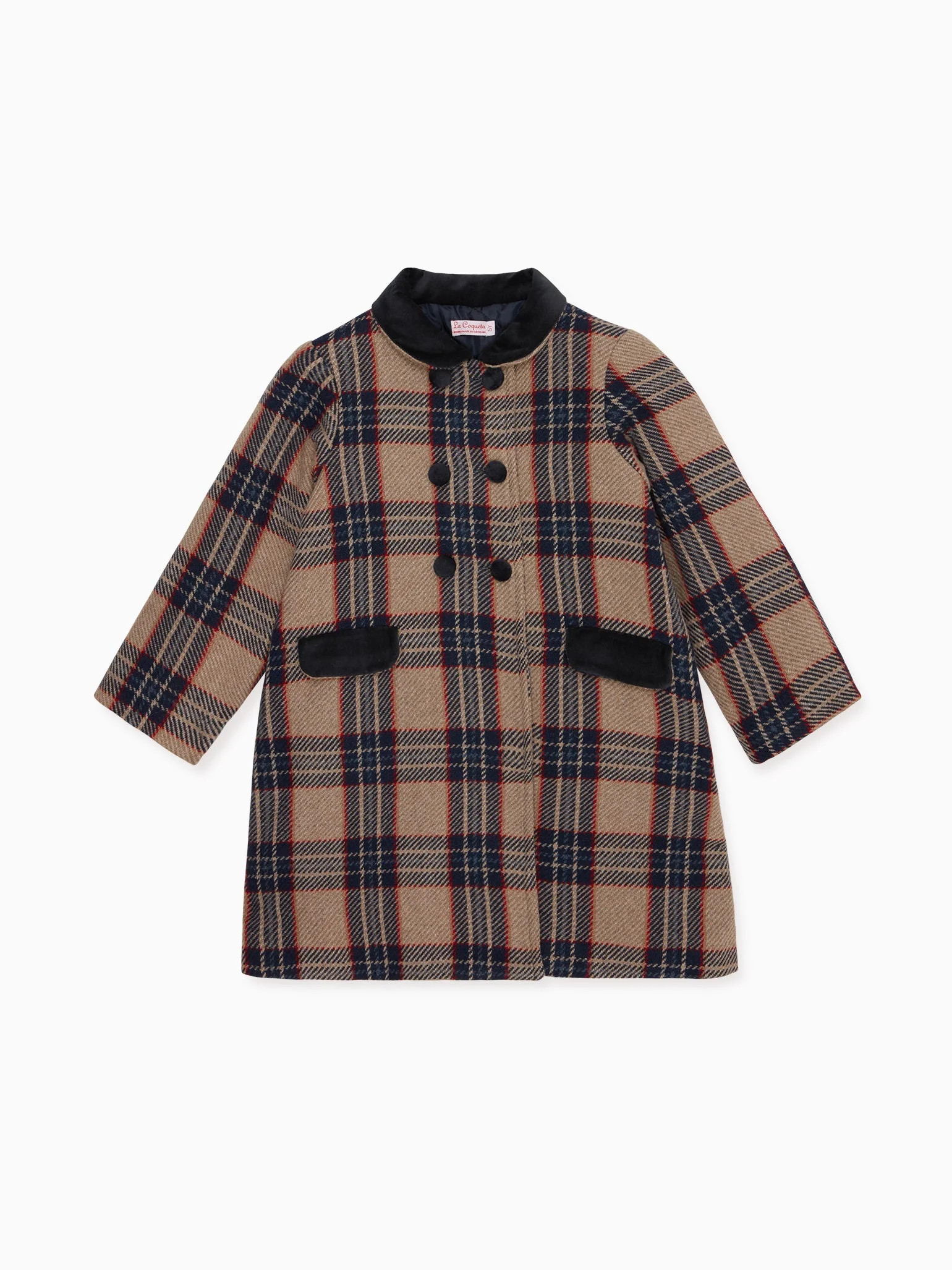 Navy Check Arrieta Girl Coat | La Coqueta (US)
