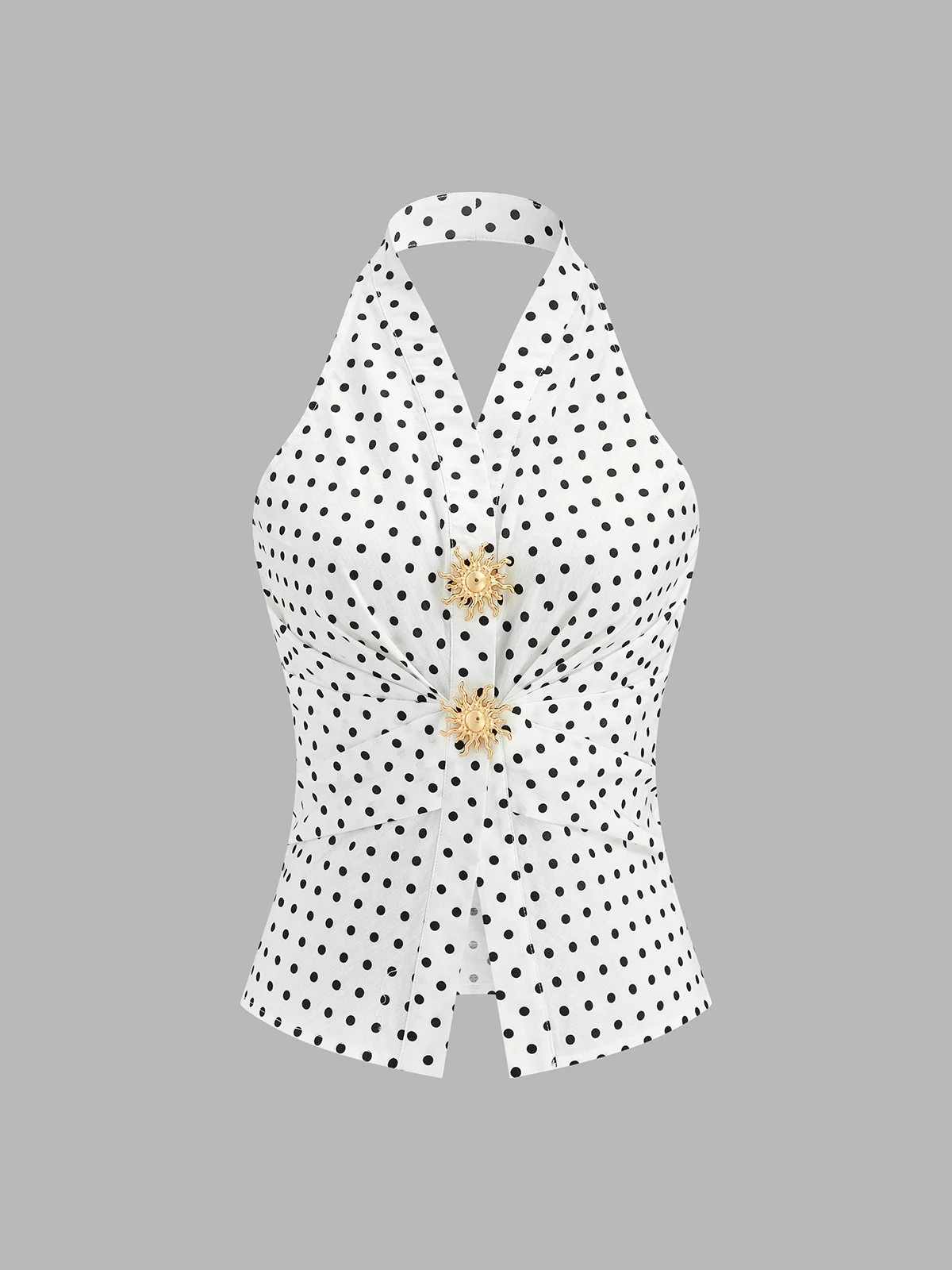 Polka Dot Ruched Halter Top | Commense
