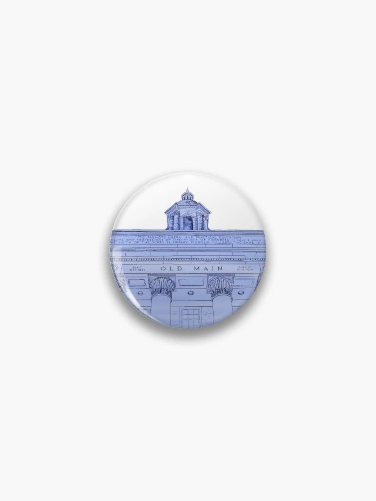 Old Main - blue and white cutout Pin | Redbubble (US)