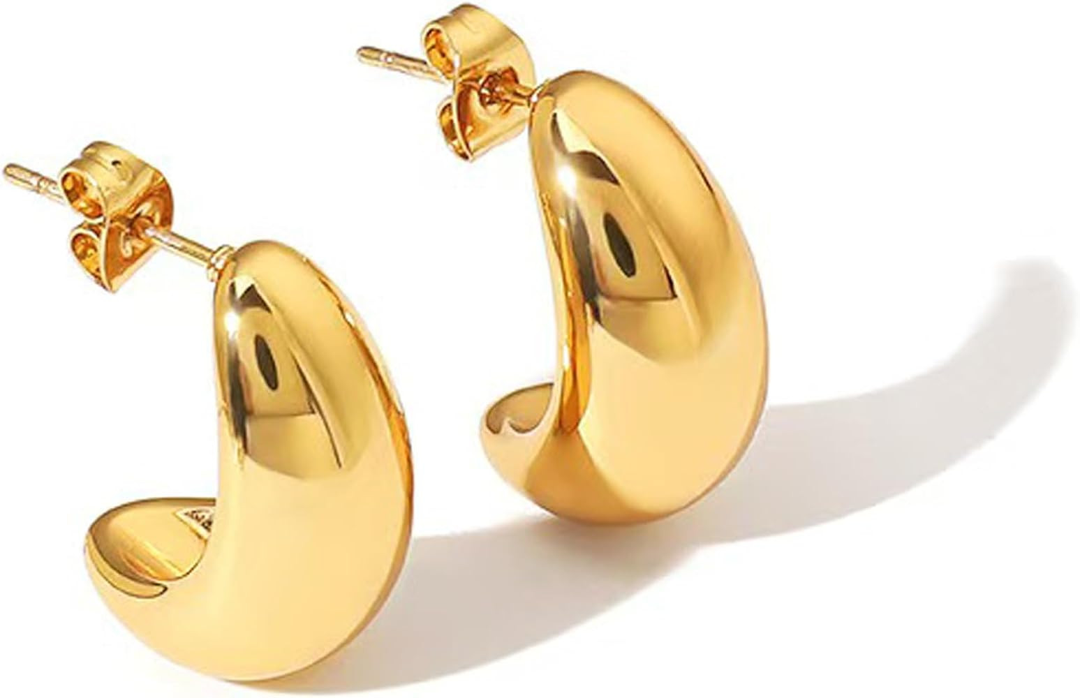 Statement Chunky Gold Earrings for Women Unique Square Stainless Steel Heaven Mayhem Button Stud ... | Amazon (US)