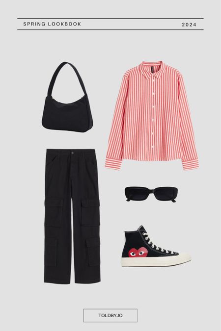 Outfit ideas for when you want to be casual but put together. I love H&M shirts and a good pair of cargo pants. The converse are a comfy touch. Amazon sunglasses to finish off the look. #springoutfit #casuallook 

#LTKstyletip #LTKmidsize