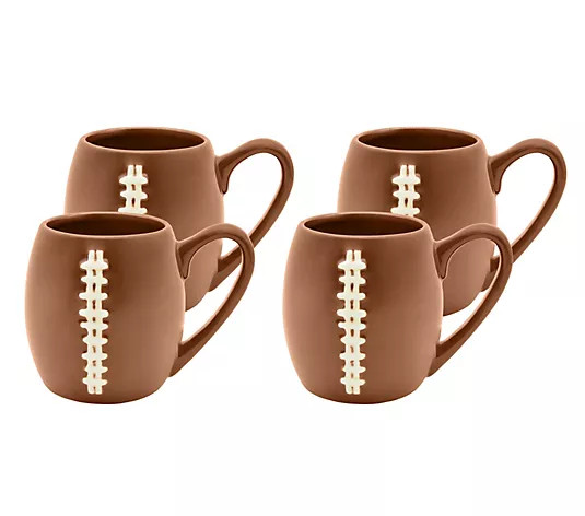 Godinger League Football Mug, Set of 4 | QVC
