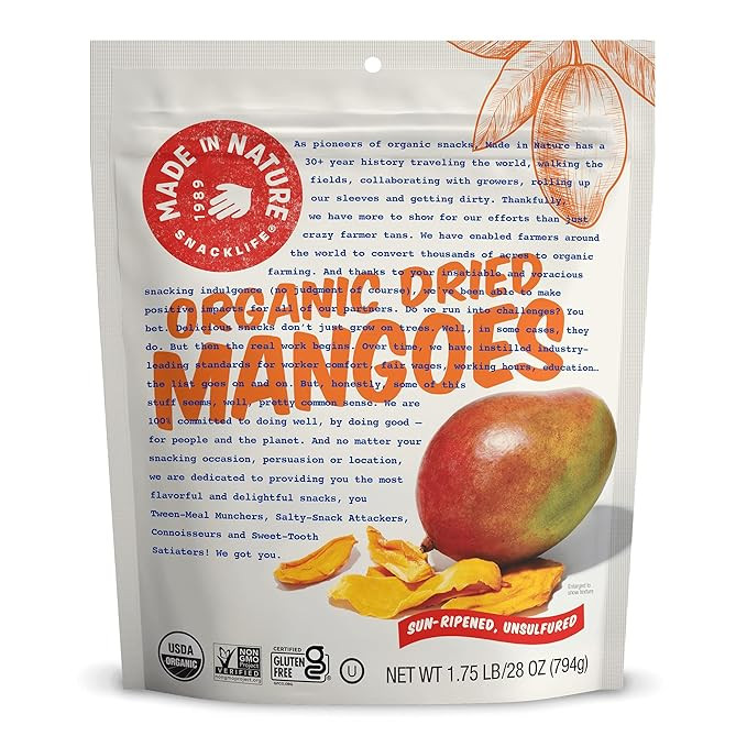 Made In Nature Organic Dried Mangoes, 28 Ounce (Pack of 1) – Vegan Snack, Non-GMO, Unsulfured, ... | Amazon (US)