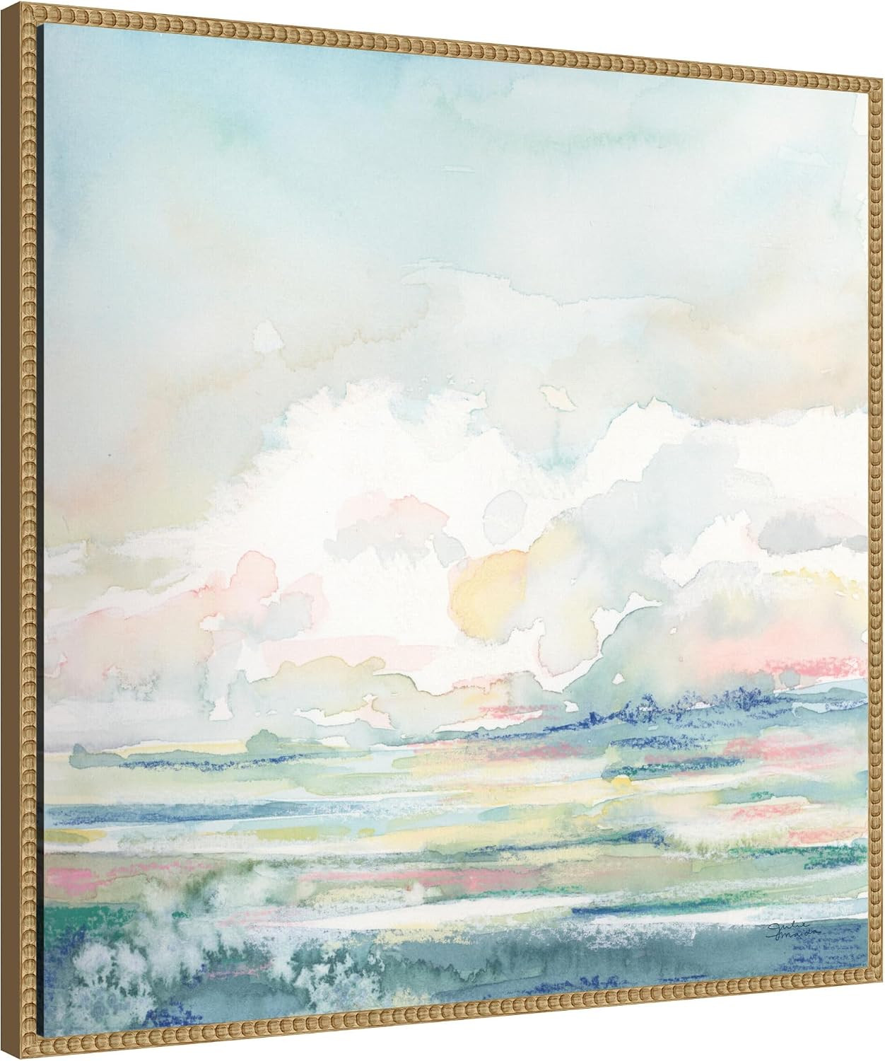 Kate and Laurel Sylvie Stillness Framed Canvas Wall Art by Julie Maida 30 x 30 Beaded Natural, Modern Contemporary, Coastal Neutral Landscape, Nature Art for Wall Decor, Living Room, Bedroom | Amazon (US)