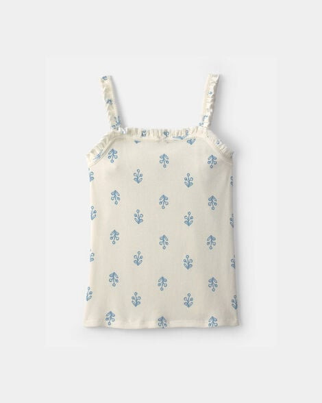 Girls Floral Ribbed Ruffle Tank - Ivory - OshKosh B'gosh | Carter's | Carter's Inc