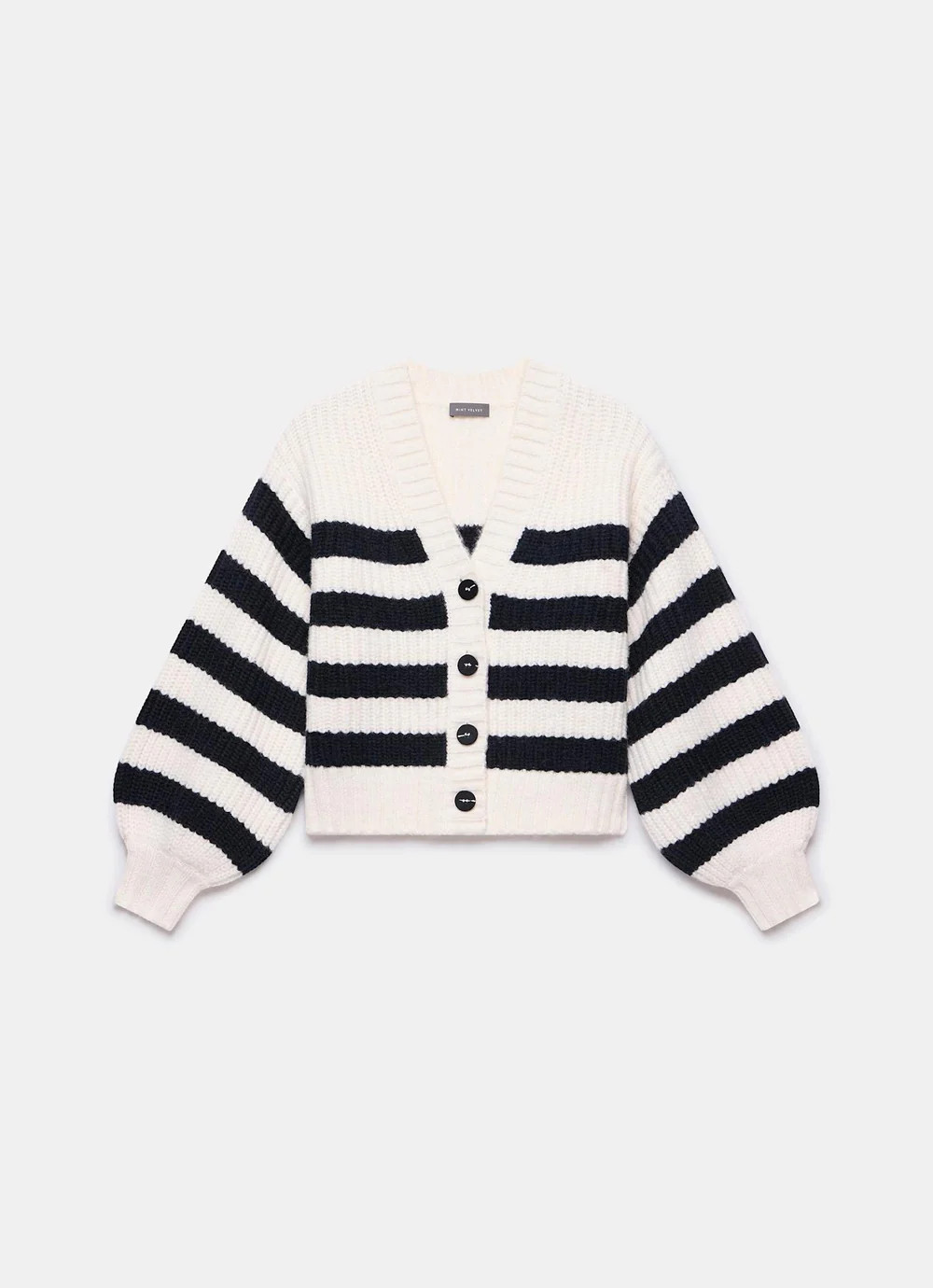 Navy Stripe V Neck Cardigan | Mint Velvet