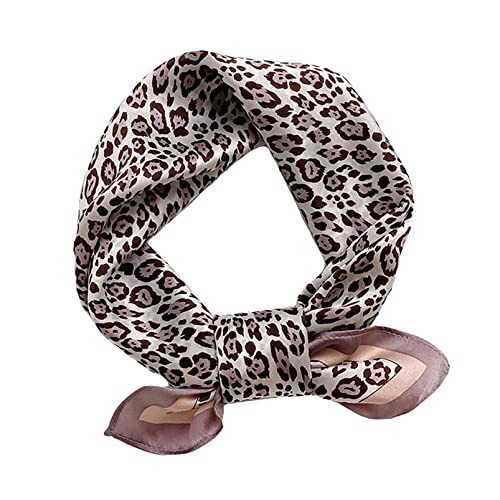 100% Real Mulberry Silk Women Small Square Neck Scarfs 21" Lightweight Headscarf Printed Neckerchief Gift Packed, Leopard Fashion, S | Amazon (UK)