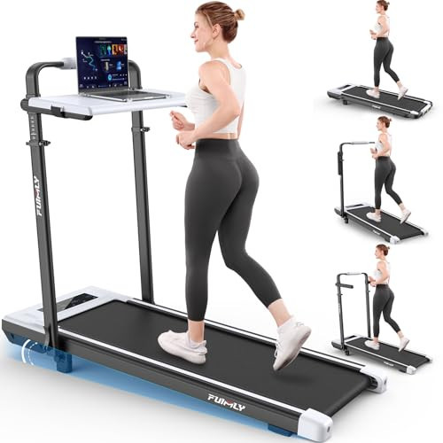 Walking Pad Treadmill with Removable Desk Workstation, 15% Incline Treadmill with Handle Bar, Foldable Treadmills Under Desk, Adjustable Height, 400 lbs+ Capacity, Walking or Running for Home Office | Amazon (US)