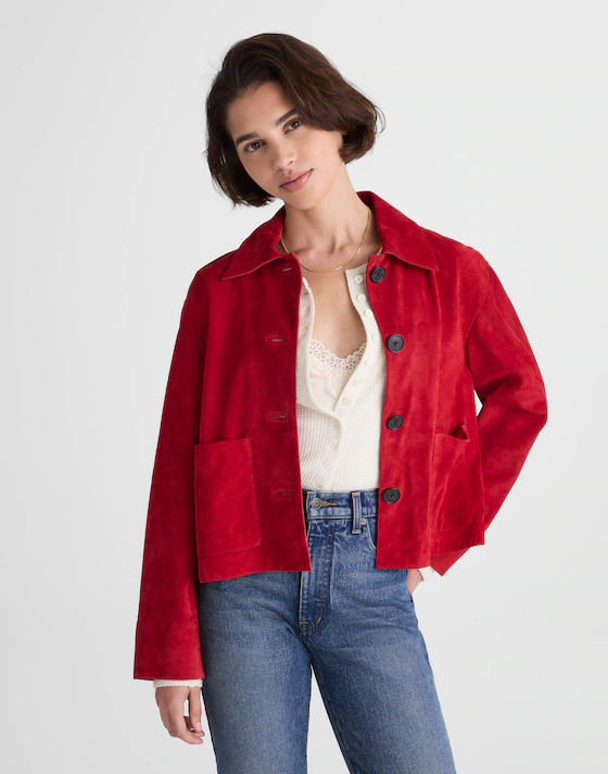Boxy-Crop Jacket in Suede | Madewell