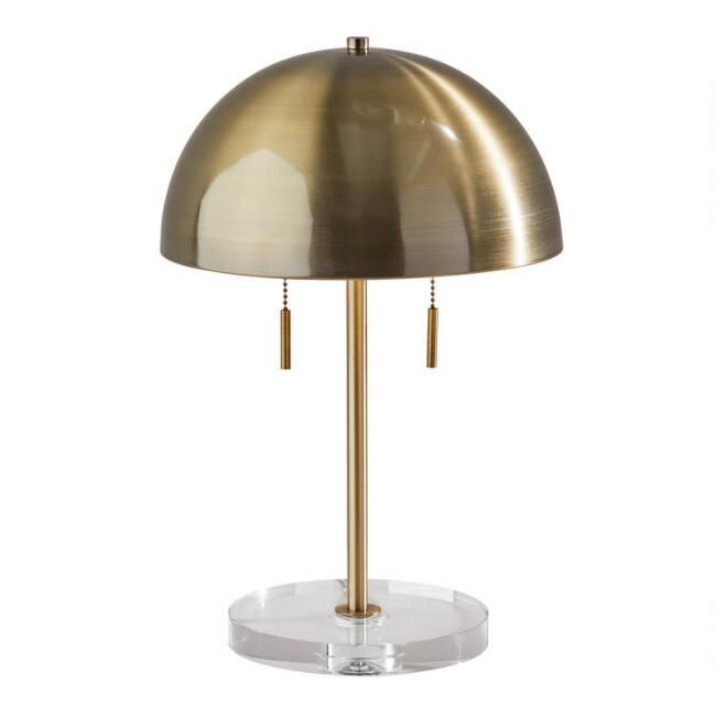 Dome Antique Brass And Clear Glass Table Lamp | World Market