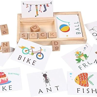 WAQIAGO Matching Letter Game, Wooden Educational Letter Spelling Toys, Alphabet Words Spelling Le... | Amazon (US)