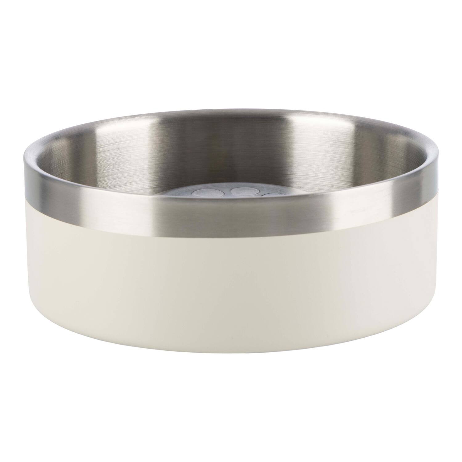 PetMaker - Set of Two 60oz Stainless Steel Slow Feeder Dog Bowls - Silver/Cream | Best Buy U.S.