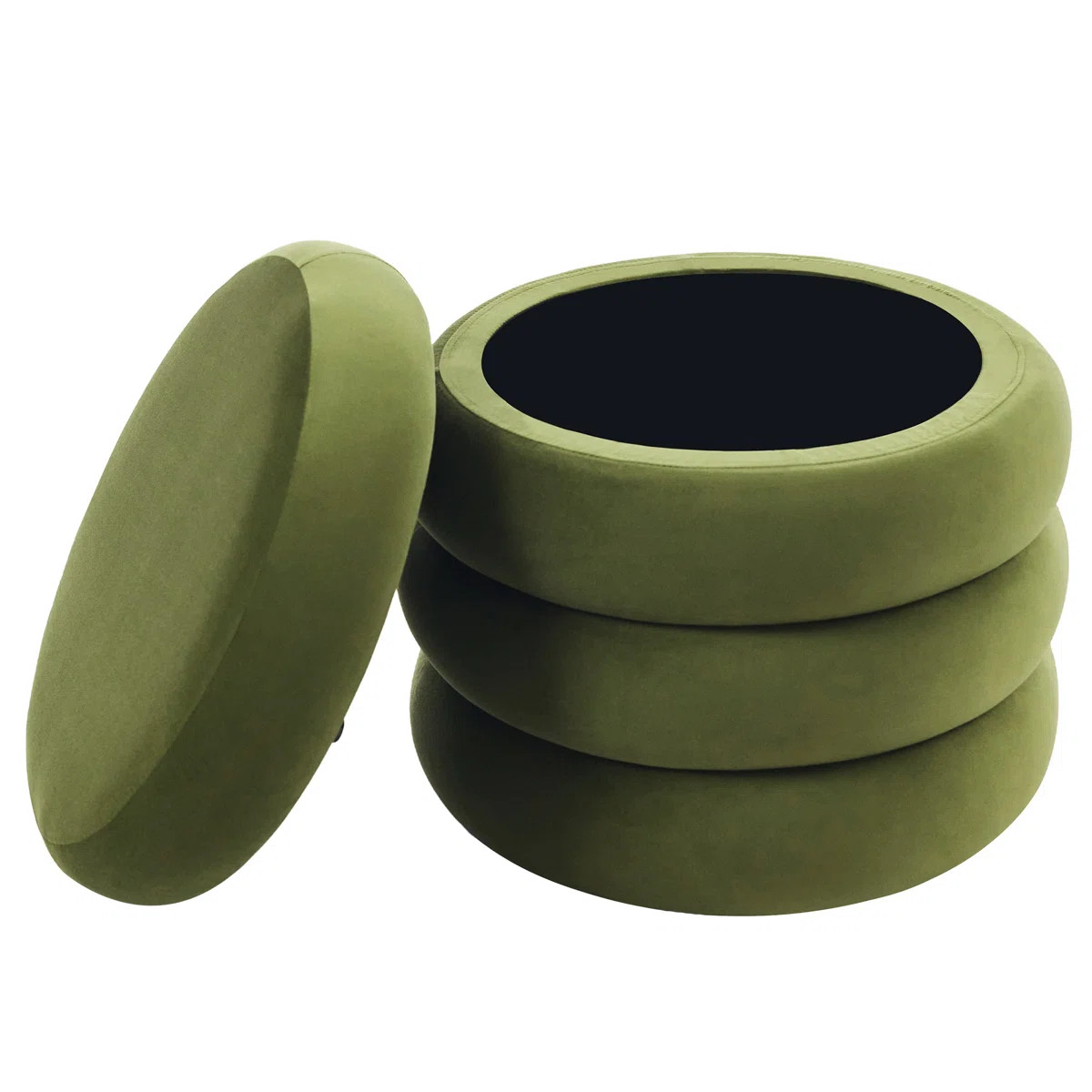 Leiani Modern 19.5" Wide Boulce/Velvet/Linen Upholstered Round Storage Ottoman | Wayfair North America