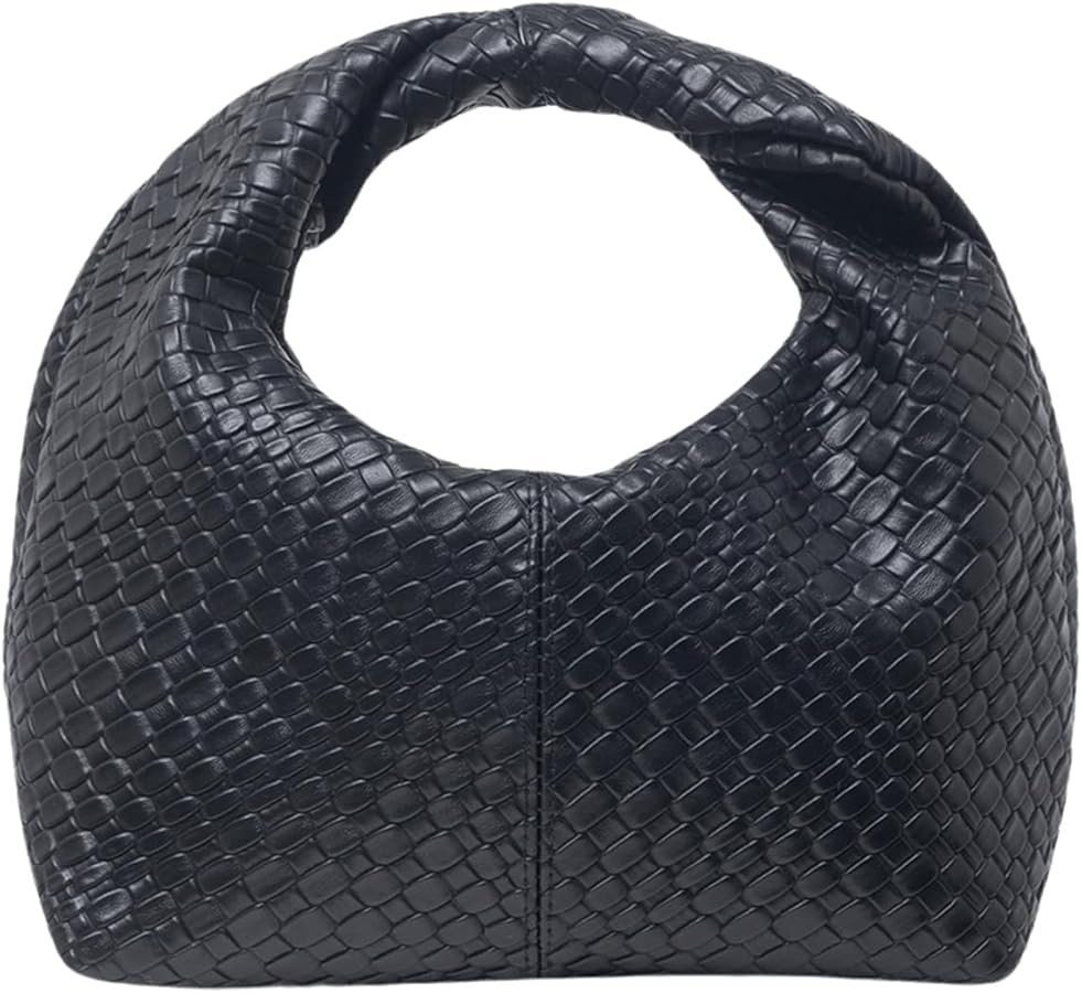 Amazon.com: Verdusa Women's Ruched Hobo Mini Handbag Clutch Purse Dumpling Pouch Bag Woven Black ... | Amazon (US)
