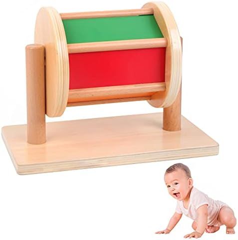 Montessori Toys for Babies 6-12 Months Boys and Girls, Wooden Spinning Rainbow Drum with Mirror ... | Amazon (US)