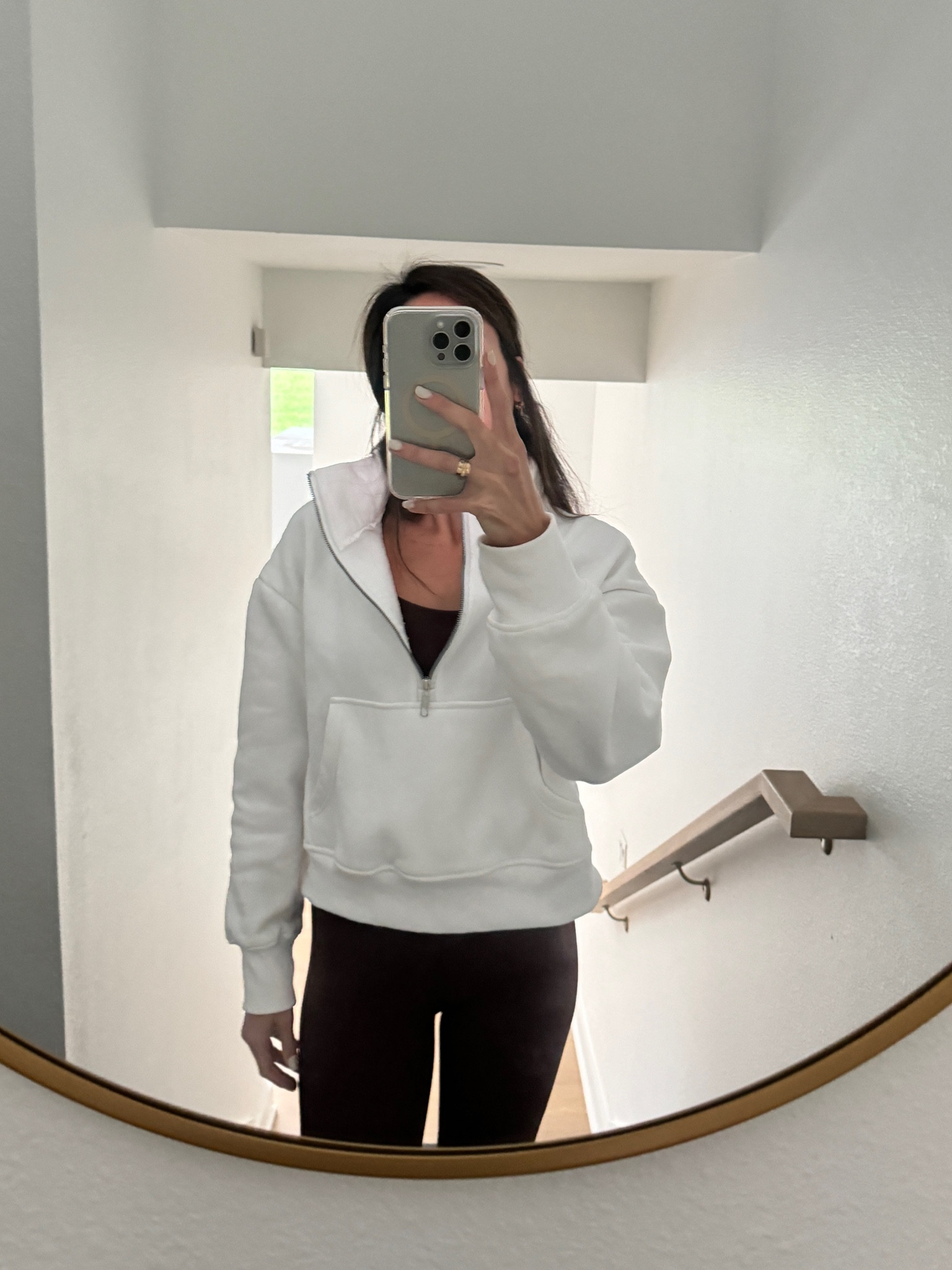 Obsessed with this Lululemon dupe! $29.99 from Amazon! Wearing size S. Sleeve length is perfect and it’s boxy but still flattering. I can layer it under heavier jackets easily. I am in love 🤍

#LTKfitness #LTKstyletip #LTKfindsunder100