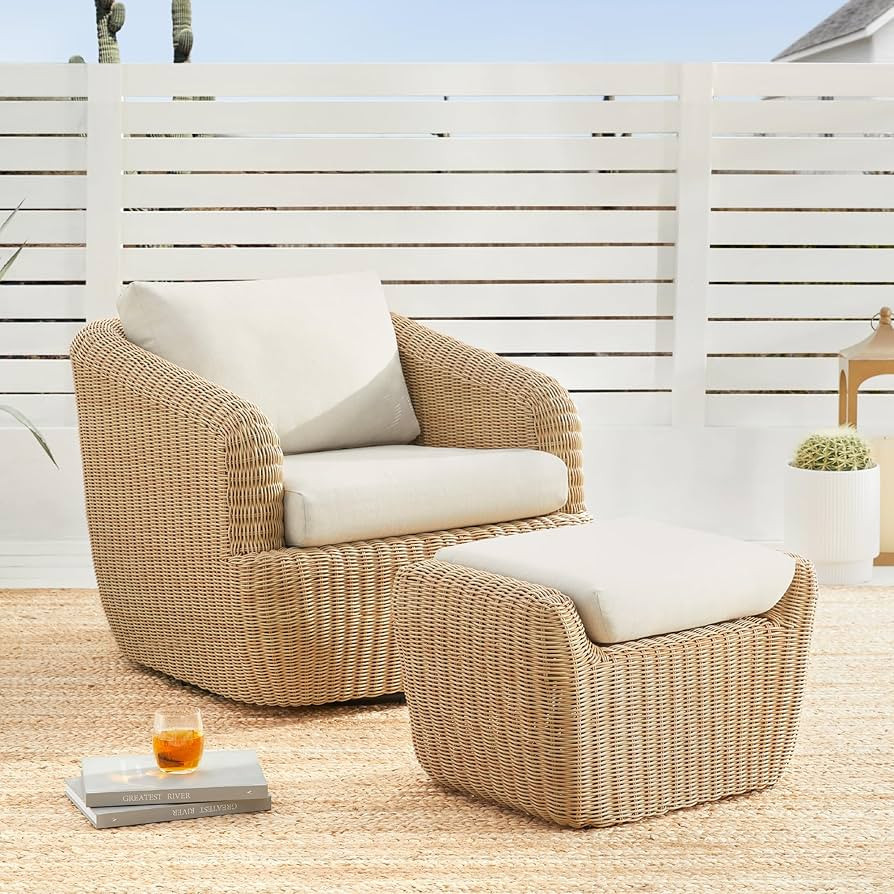 CHITA 2 Pieces Patio Wicker Furniture Set, Outdoor Rattan Chair Set with Removable Thickened Cush... | Amazon (US)