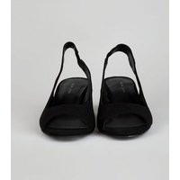 Black Peep Toe Sling Back Heels New Look | New Look (UK)