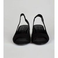 Black Peep Toe Sling Back Heels New Look | New Look (UK)