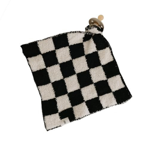 Forever French Baby | Baby Lovey | Pacifier Holder | Lovie Baby Gifts | Baby Boy & Baby Girl | Ideal for Age 0 Months & Up | Microfiber Feather Yarn (Black & White Checkerboard) | Amazon (US)
