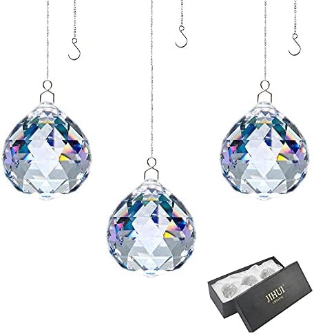 JIHUI Crystal Prism Ball Window Suncatcher Rainow Maker 30mm/1.18 inches with Chain for Easy Hang... | Amazon (US)