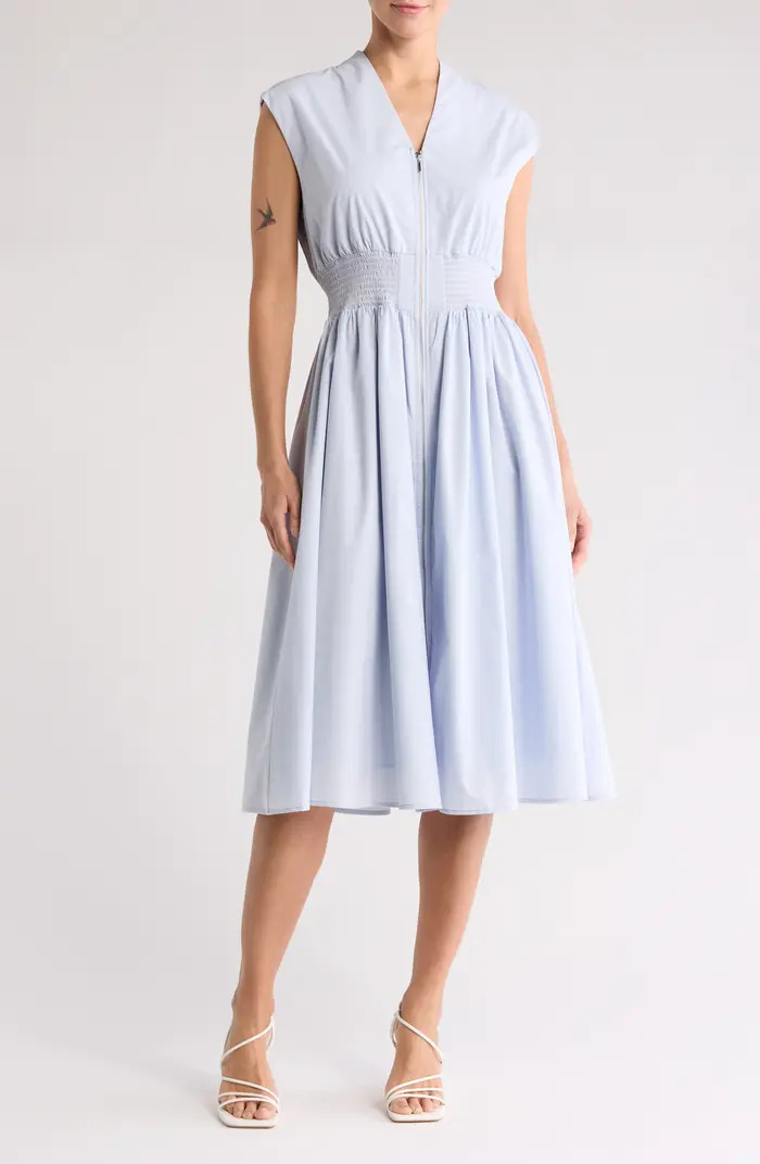 BY DESIGN Sable Zip Cotton Poplin Midi Dress | Nordstromrack | Nordstrom Rack