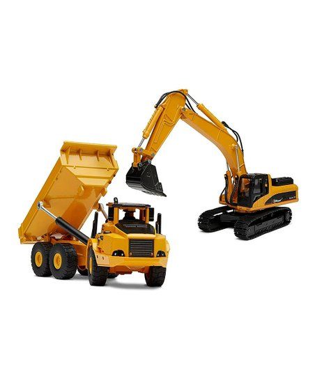 Yellow & Black Excavator & Dump Truck Toy Set | Zulily