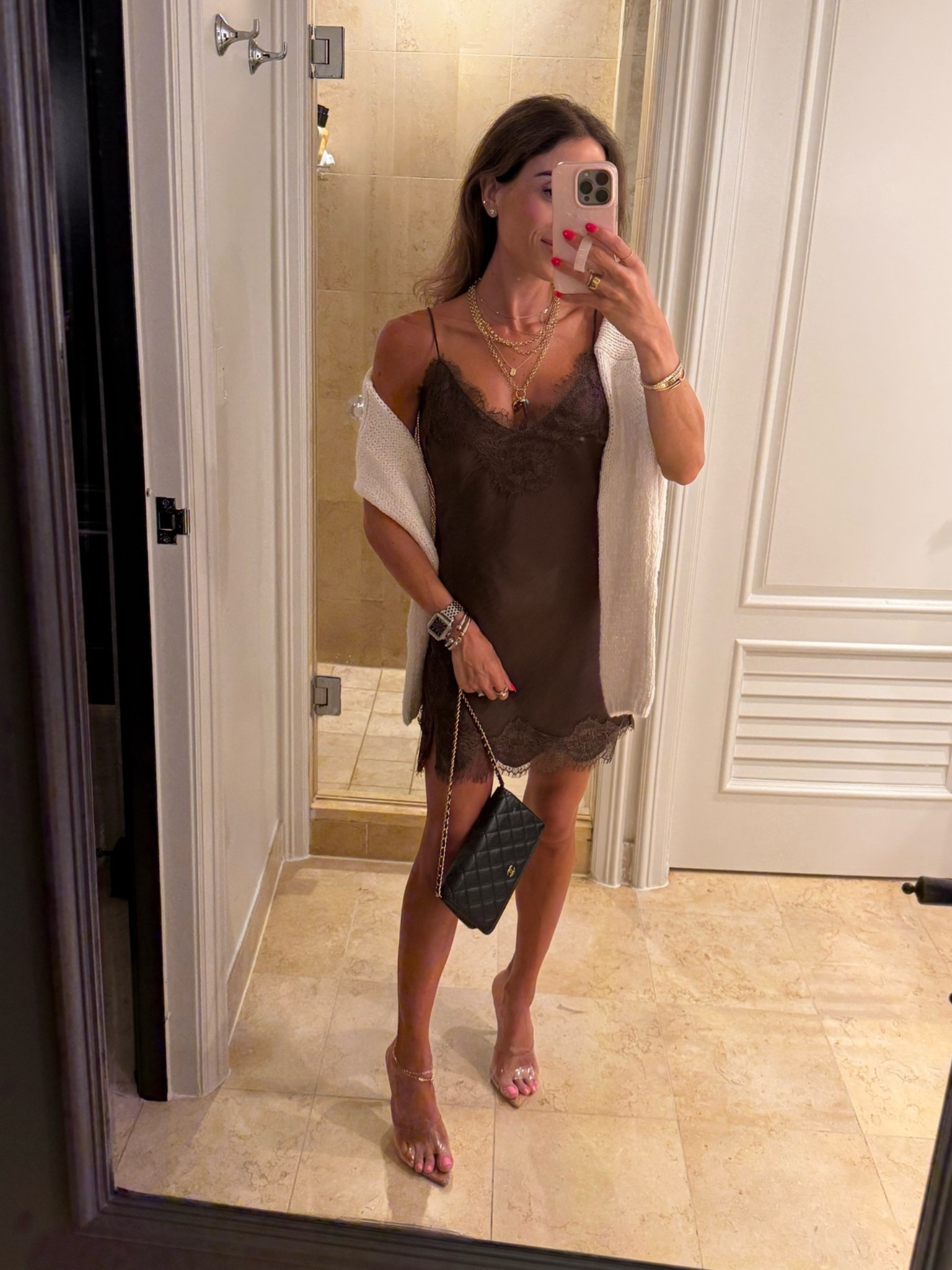 Brown slip lace trim dress - mine is Abercrombie but linking two similar options

#LTKPetite #LTKSaleAlert